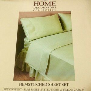 new COTTAGE HILL GREEN Home Decorators 600 TC 100% Cotton QUEEN Sheet Set NOS